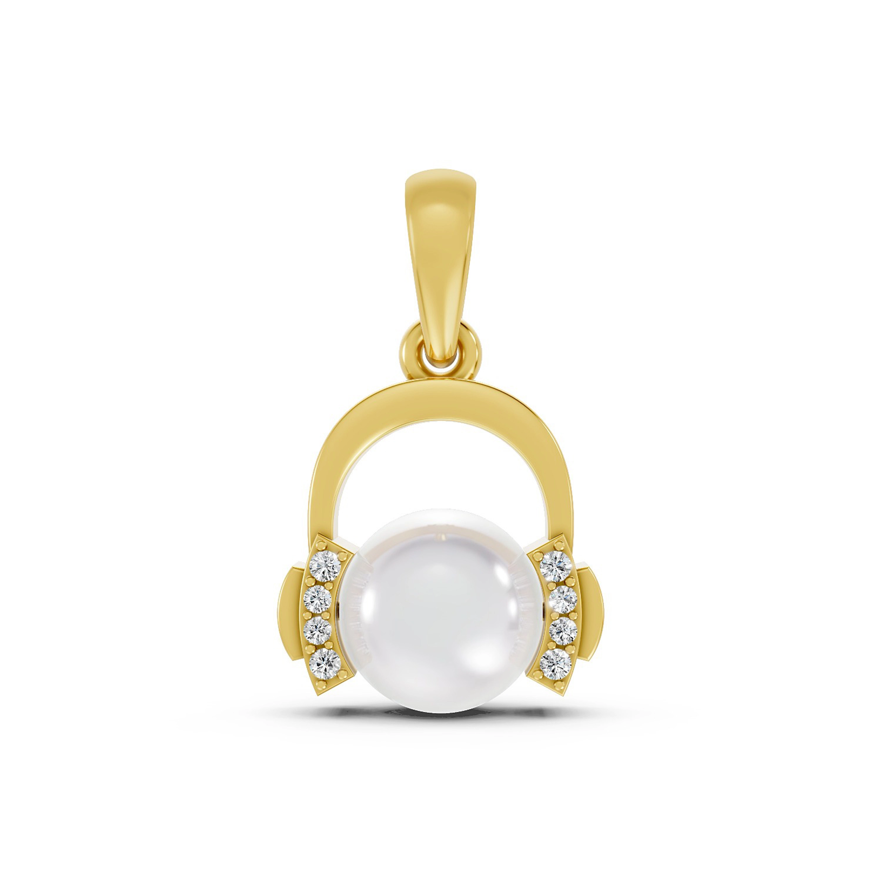 White Pearl Pendant With Small Natural Diamond
