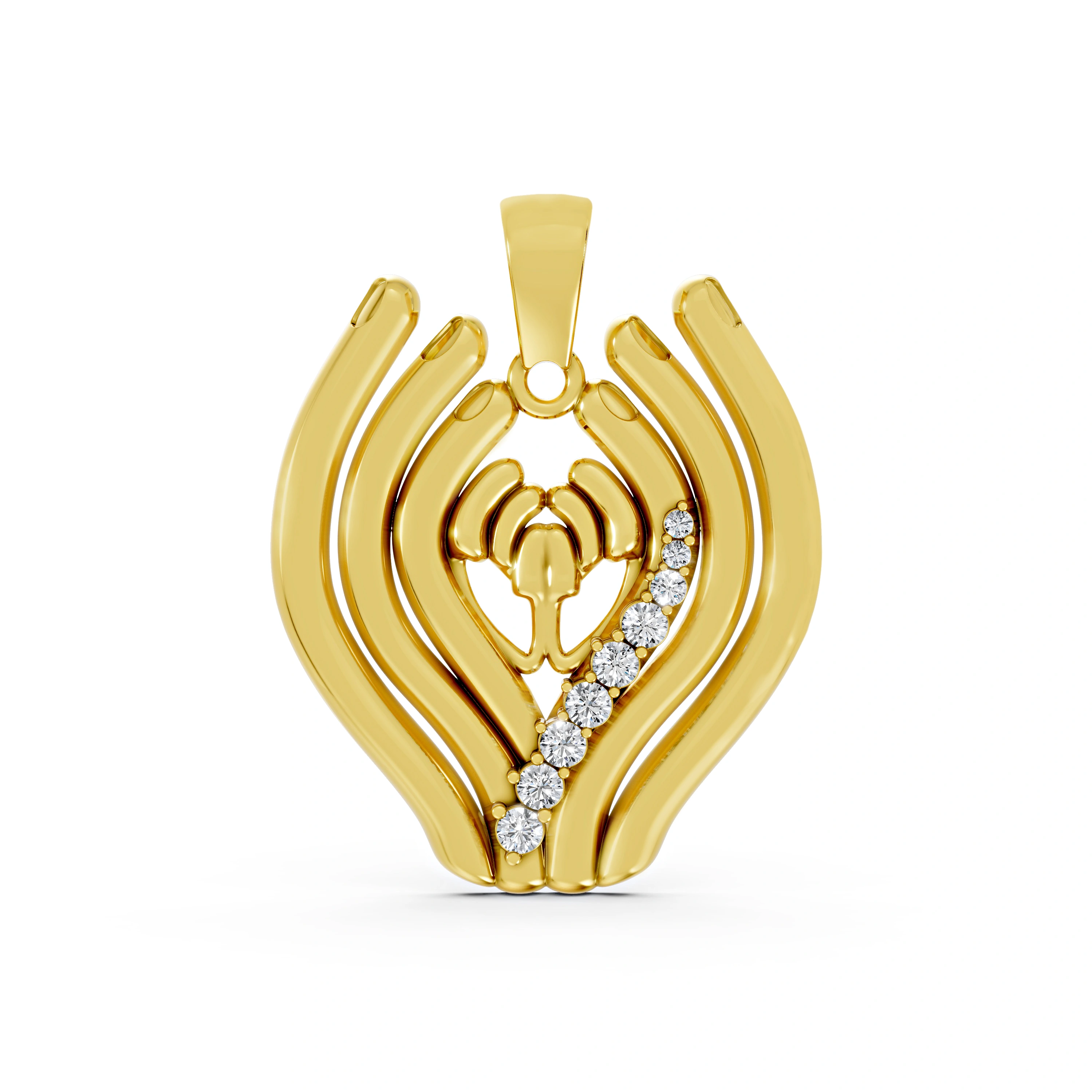 Mother And Baby Natural Diamond Hand Pendant