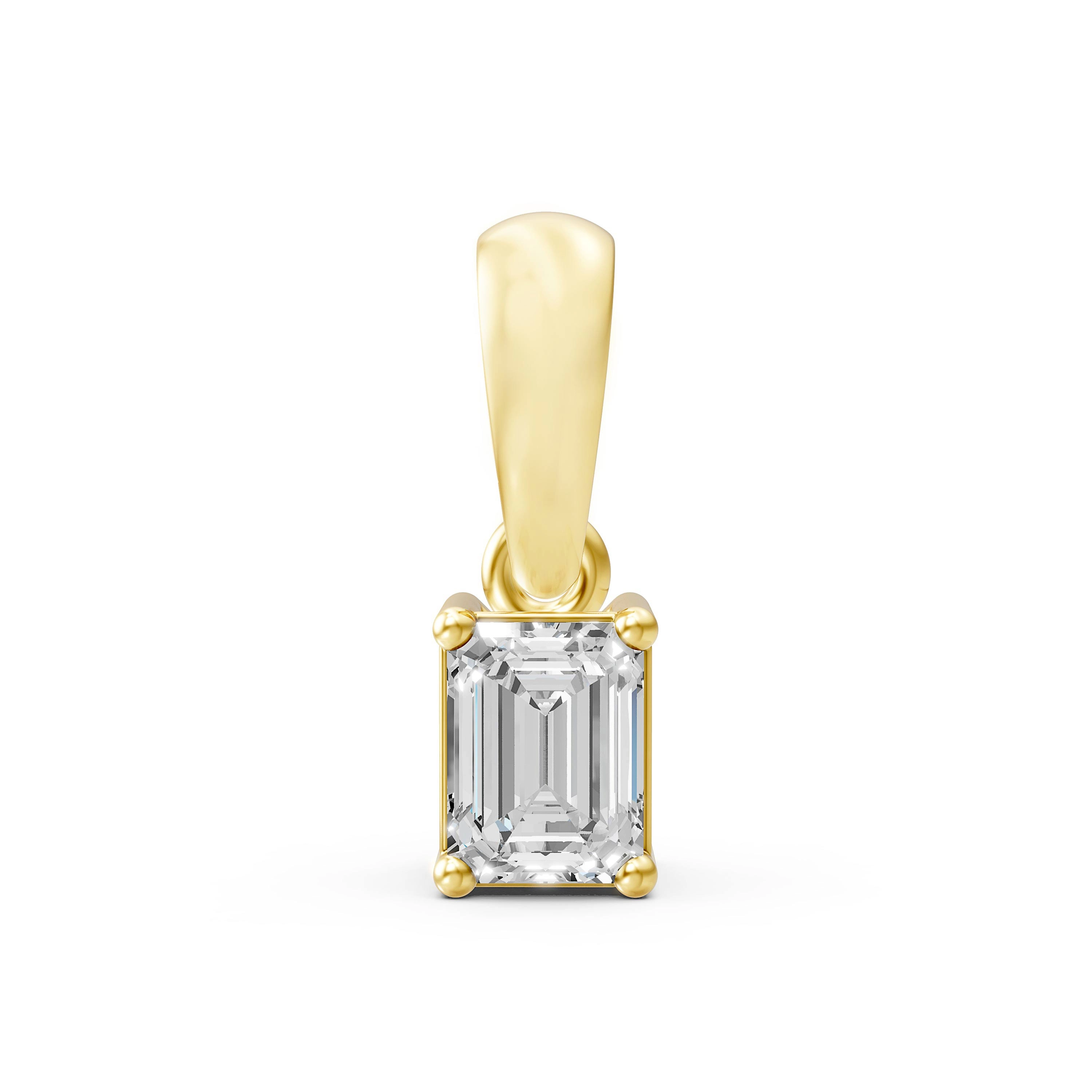 Emerald Natural Diamond Four Prong Unisex Pendant