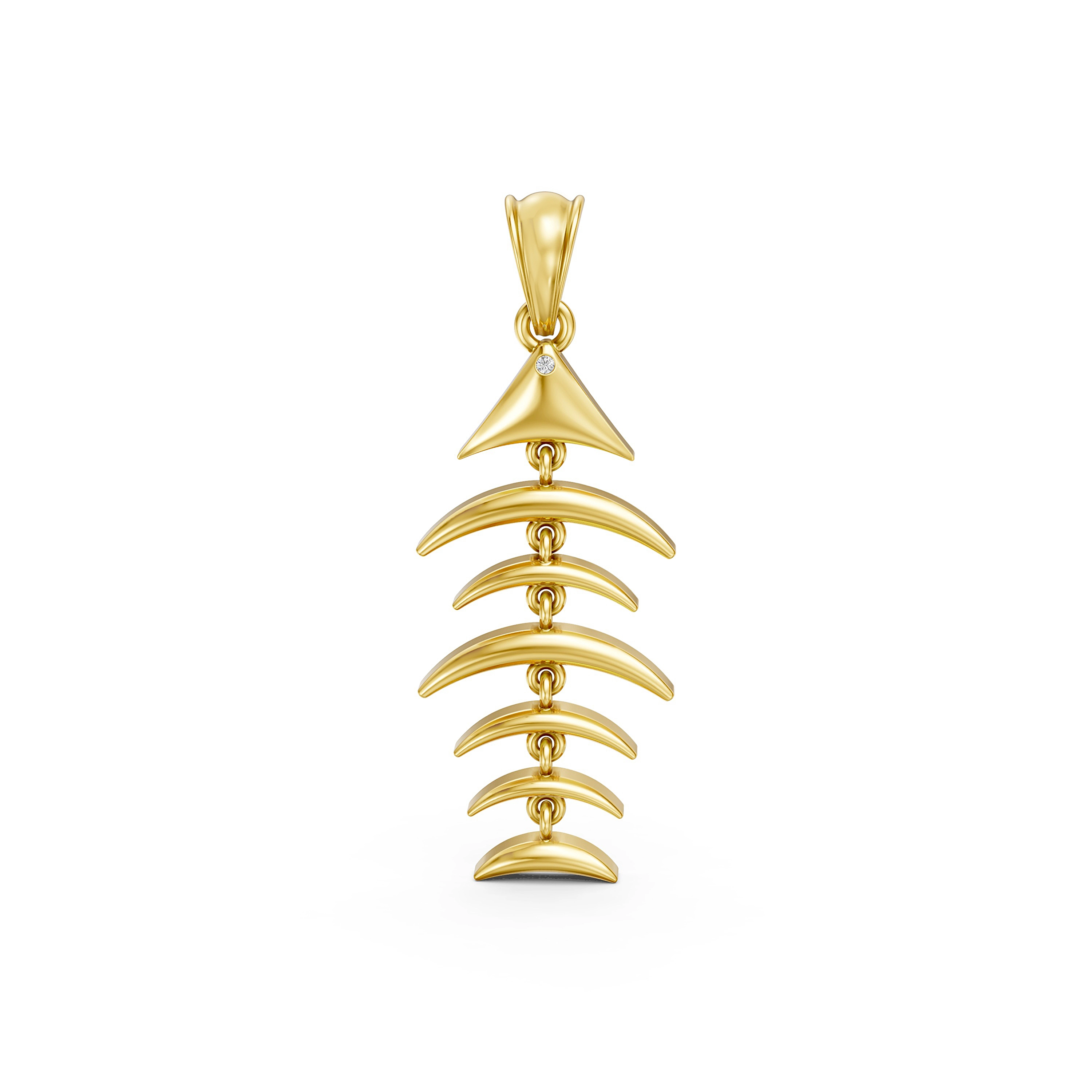 Trendy Fishbone Natural Diamond Pendant