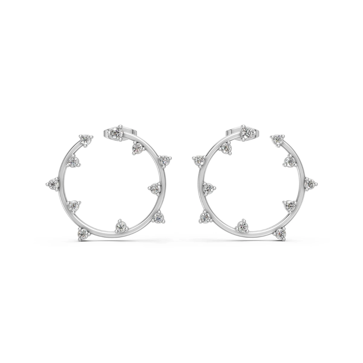 Small Natural Diamond Circle Earrings