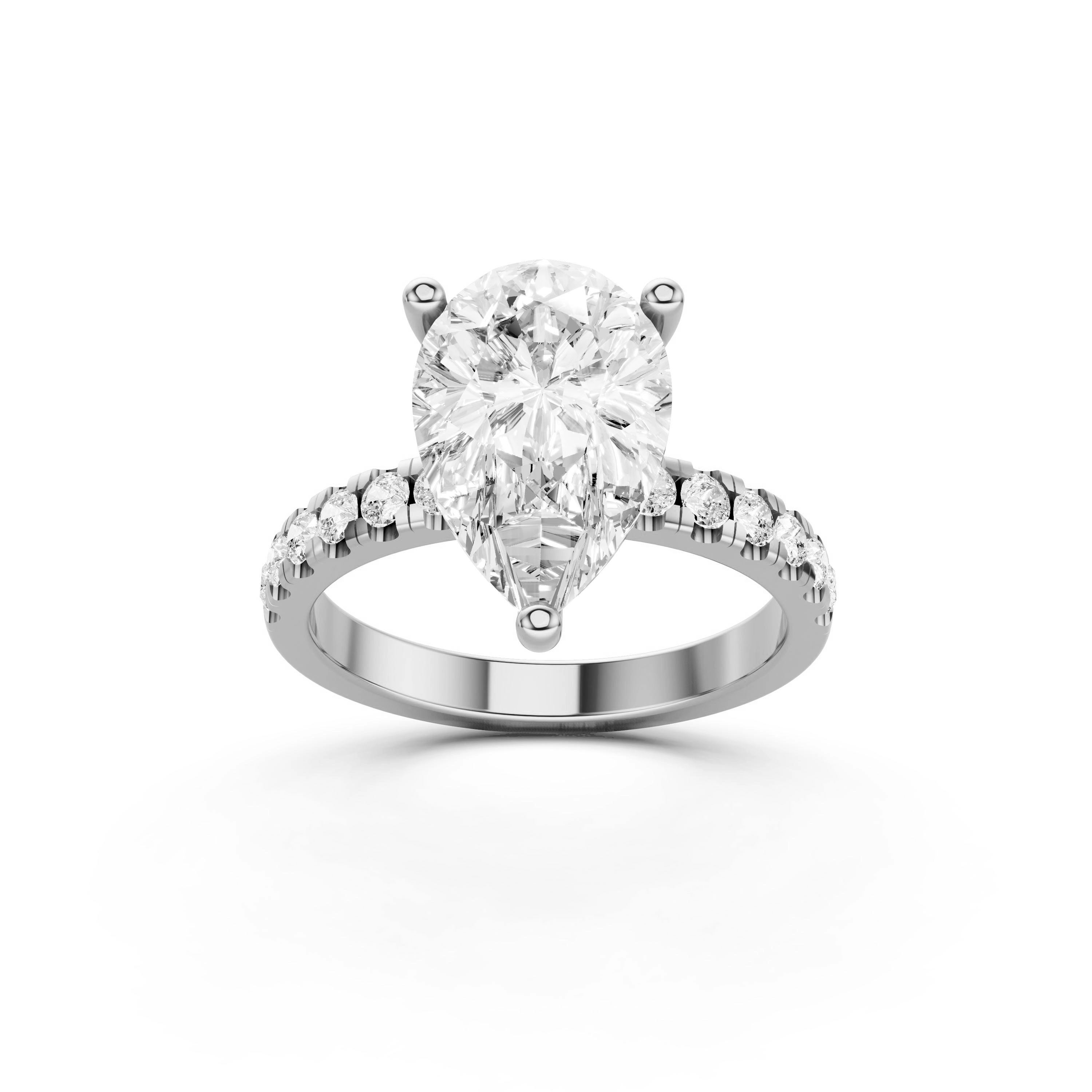 Elodie Classic Pear-Cut Engagement Ring With Round Side Stone