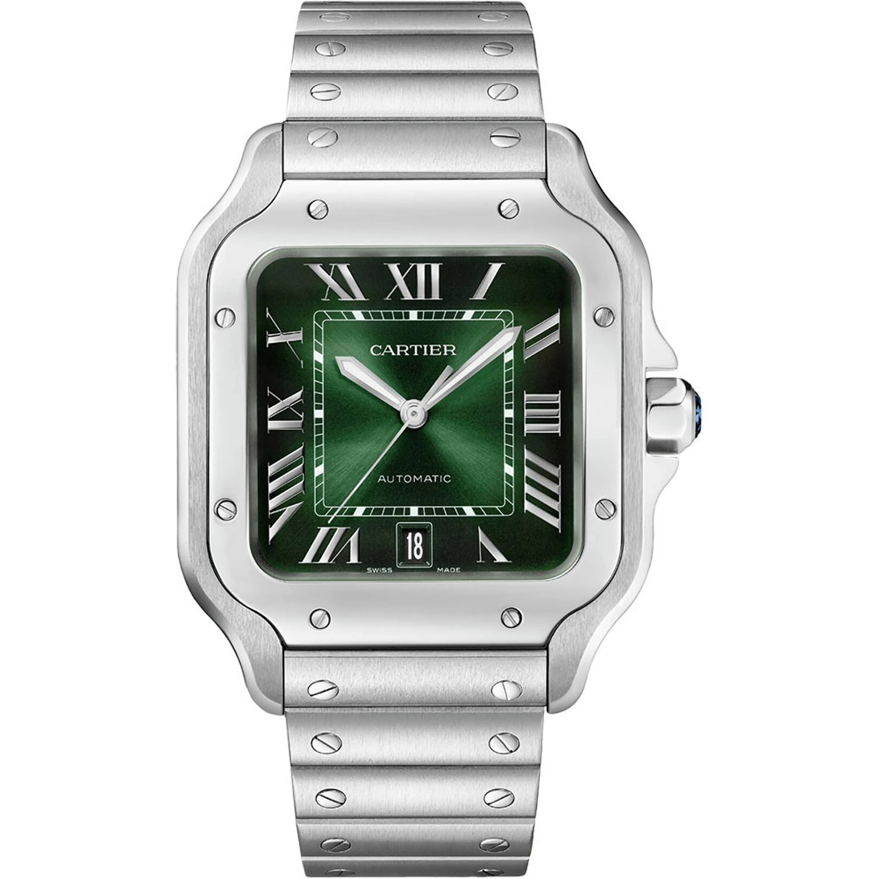 Cartier Santos De Cartier Large Green Dial On Bracelet
